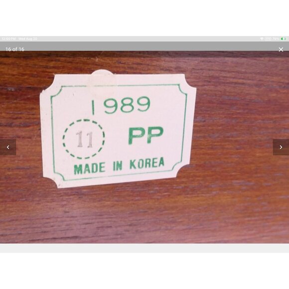 Vintage Korean 1989 Wooden Jewelry Box With Brass Hardware Red Velvet Lining - Picture 3 of 9